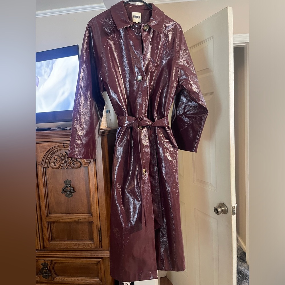 FRNCH Paris Halimi Patent Faux Leather Trench Coat - Picture 4 of 4